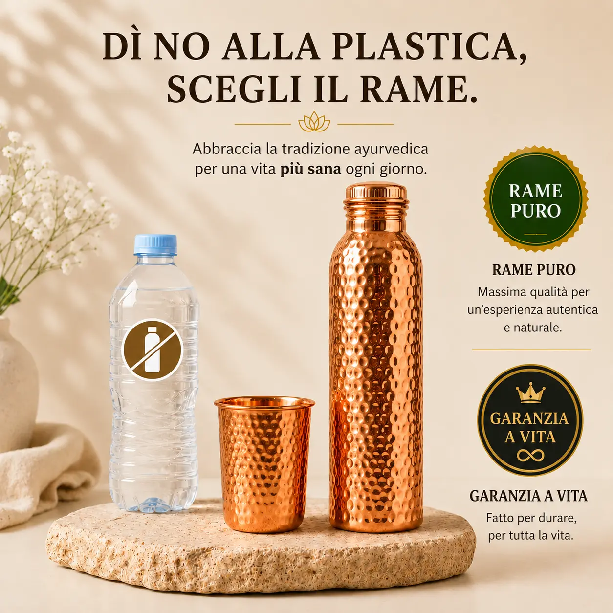 Alma Pure™ · Borraccia in Rame · Acqua Purificata Naturalmente
