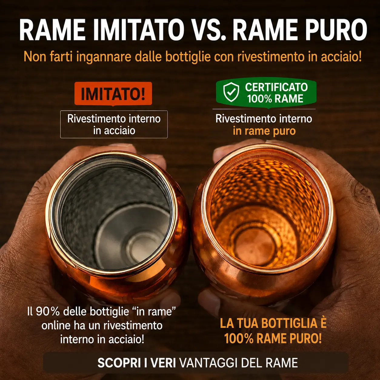 Alma Pure™ · Borraccia in Rame · Acqua Purificata Naturalmente