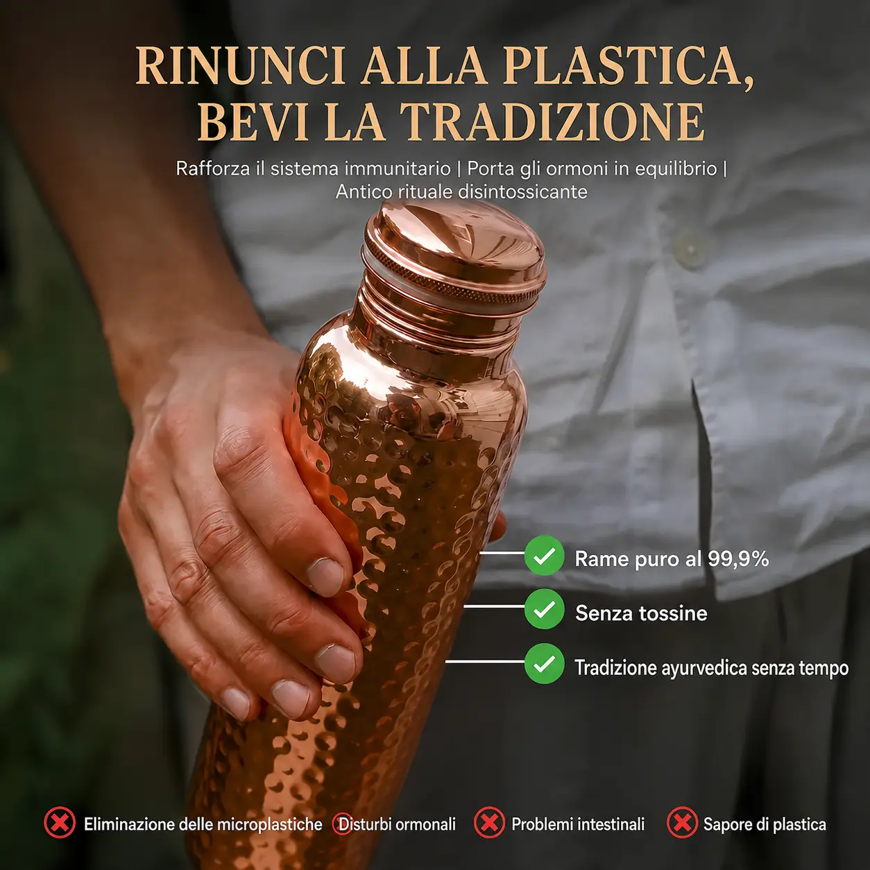 Alma Pure™ · Borraccia in Rame · Acqua Purificata Naturalmente